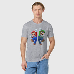 Футболка хлопковая мужская Марио и Луиджи, цвет: меланж — фото 2