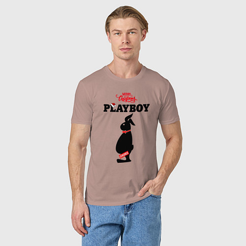 Мужская футболка Толстяк playboy / Пыльно-розовый – фото 3