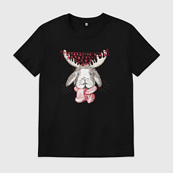 Футболка хлопковая мужская Кролик - оелнь, цвет: черный