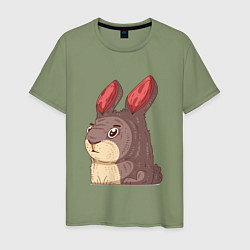 Футболка хлопковая мужская Забавный кролик, цвет: авокадо