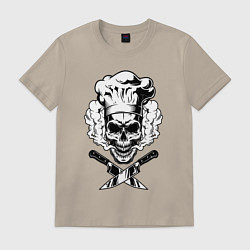 Футболка хлопковая мужская The cooks skull, цвет: миндальный