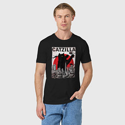 Футболка хлопковая мужская Catzilla in Tokyo мем, цвет: черный — фото 2