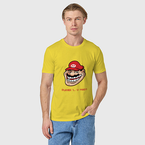 Мужская футболка Mario player 1 / Желтый – фото 3
