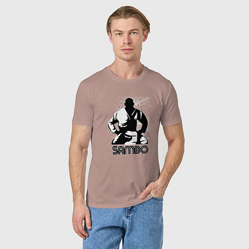 Мужская футболка Боец Самбо / Пыльно-розовый – фото 3