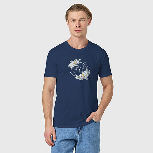 Мужская футболка Любовь зайцев космонавтов / Тёмно-синий – фото 3
