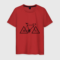 Футболка хлопковая мужская Велосипед с треугольными колесами, цвет: красный