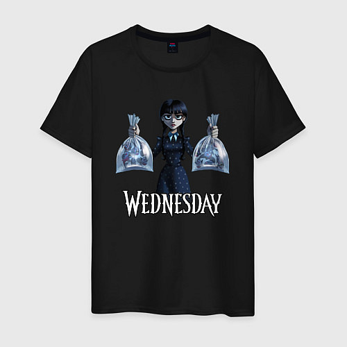 Мужская футболка Уэнсдэй с пираньями / Черный – фото 1
