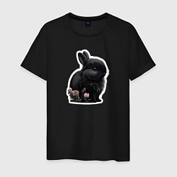 Футболка хлопковая мужская Маленький черный кролик, цвет: черный