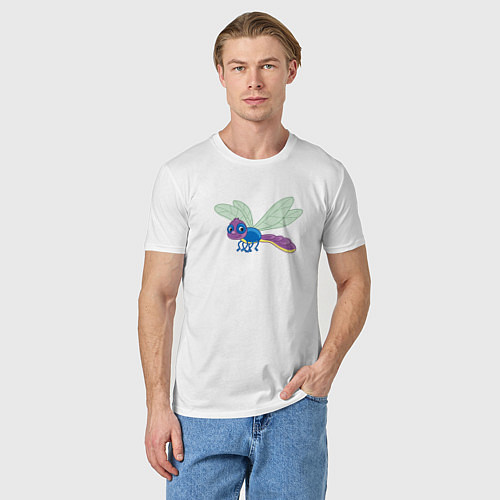 Мужская футболка Милая мультяшная стрекоза / Белый – фото 3