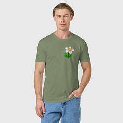 Футболка хлопковая мужская Мультяшный цветок ромашка, цвет: авокадо — фото 2
