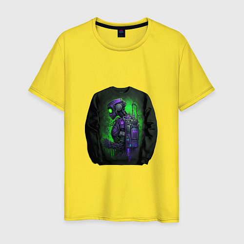 Мужская футболка С артом робота на свитшоте / Желтый – фото 1