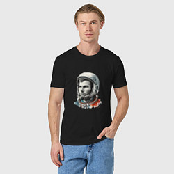 Футболка хлопковая мужская Юрий Гагарин в современном стиле, цвет: черный — фото 2