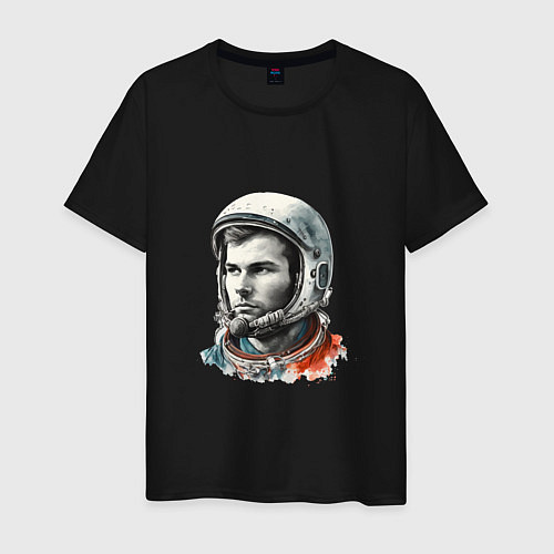 Мужская футболка Юрий Гагарин в современном стиле / Черный – фото 1