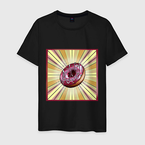 Мужская футболка Пончик в стиле поп-арт / Черный – фото 1