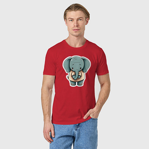 Мужская футболка Слоник в футболке / Красный – фото 3