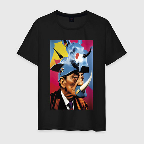 Мужская футболка Носорог Сальвадора Дали / Черный – фото 1
