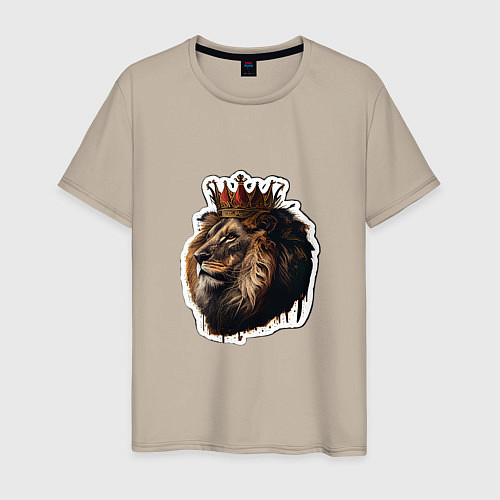 Мужская футболка Лев-царь в короне / Миндальный – фото 1