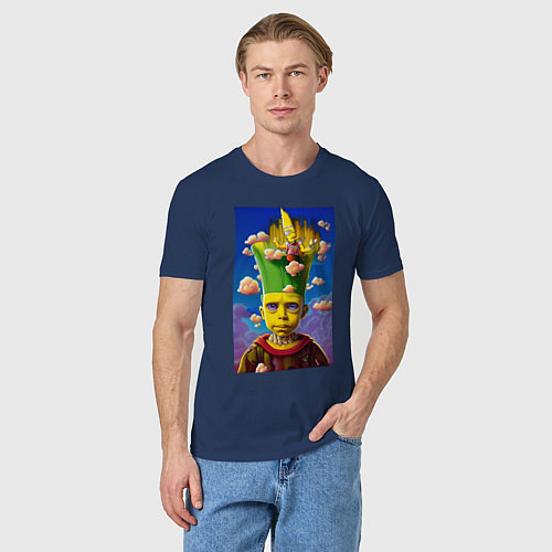 Мужская футболка Bart Simpson - neural network - fantasy - art / Тёмно-синий – фото 3