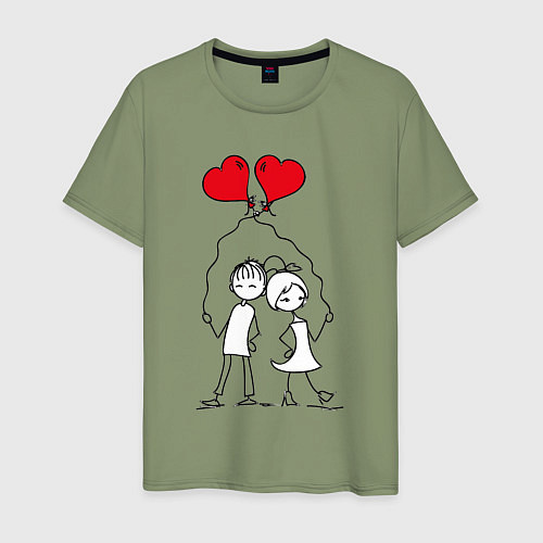 Мужская футболка Влюбленные с шариками / Авокадо – фото 1