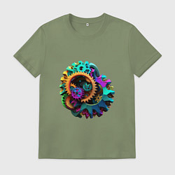 Футболка хлопковая мужская Цветные шестерёнки, цвет: авокадо