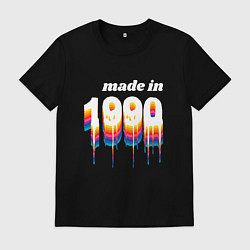 Футболка хлопковая мужская Made in 1990 liquid art, цвет: черный