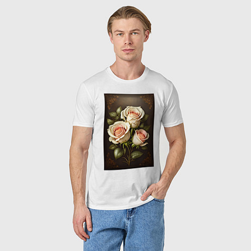 Мужская футболка Белые розы / Белый – фото 3