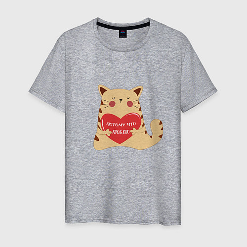 Мужская футболка Любовь кота / Меланж – фото 1