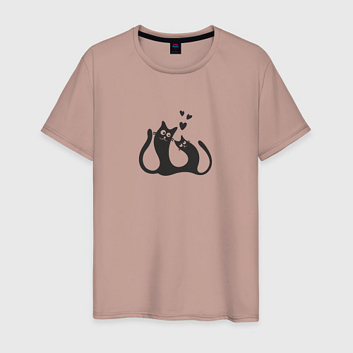 Мужская футболка Влюбленные коты / Пыльно-розовый – фото 1