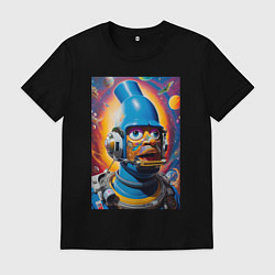 Футболка хлопковая мужская Гомер Симпсон - космический рыцарь - нейросеть, цвет: черный