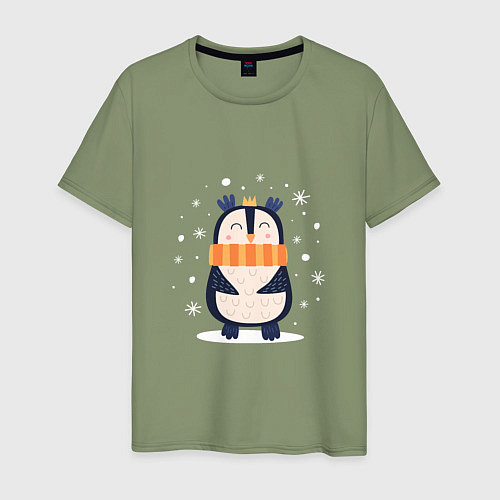Мужская футболка Пингвин в шарфике / Авокадо – фото 1