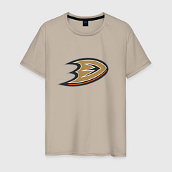 Футболка хлопковая мужская Анахайм Дакс логотип, цвет: миндальный