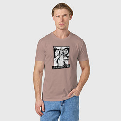 Футболка хлопковая мужская Улькиорра Шифер на фоне манги, цвет: пыльно-розовый — фото 2