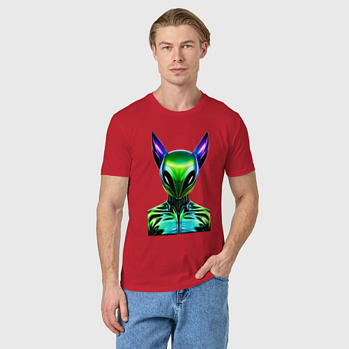 Мужская футболка Eared alien - neural network / Красный – фото 3