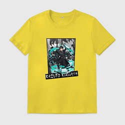 Футболка хлопковая мужская Кирито на фоне манги, цвет: желтый