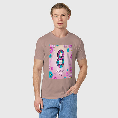 Мужская футболка Счастливый женский день / Пыльно-розовый – фото 3