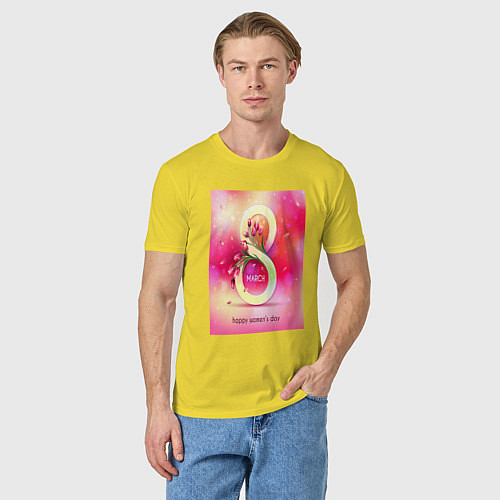 Мужская футболка Женский день с тюльпанами / Желтый – фото 3