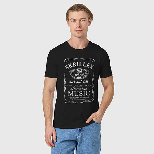 Мужская футболка Skrillex в стиле Jack Daniels / Черный – фото 3