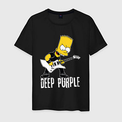Футболка хлопковая мужская Deep Purple Барт Симпсон рокер, цвет: черный