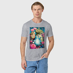 Футболка хлопковая мужская Мой сосед Тоторо - живописная фантазия - нейросеть, цвет: меланж — фото 2