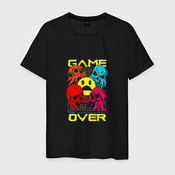 Футболка хлопковая мужская Game over inscription, цвет: черный