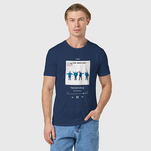Мужская футболка The Beatles Yesterday плеер / Тёмно-синий – фото 3