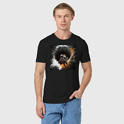 Футболка хлопковая мужская Выход в открытый космос, цвет: черный — фото 2