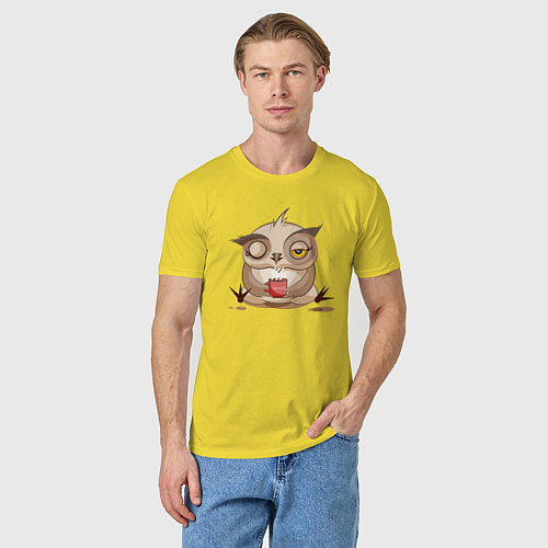 Мужская футболка Сова кофеман / Желтый – фото 3
