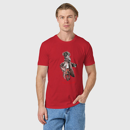 Мужская футболка Коник в пальто / Красный – фото 3