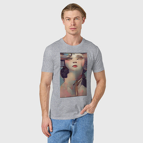 Мужская футболка Психоделическая леди / Меланж – фото 3