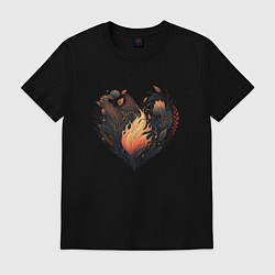 Футболка хлопковая мужская Blooming heart, цвет: черный