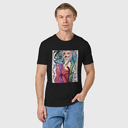 Футболка хлопковая мужская Ветряная красотка, цвет: черный — фото 2