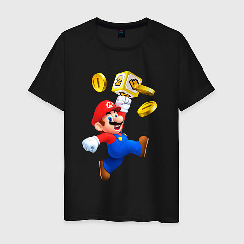 Мужская футболка Марио сбивает монетки / Черный – фото 1