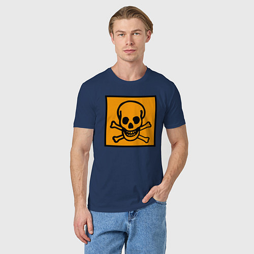Мужская футболка Череп-предупреждение / Тёмно-синий – фото 3