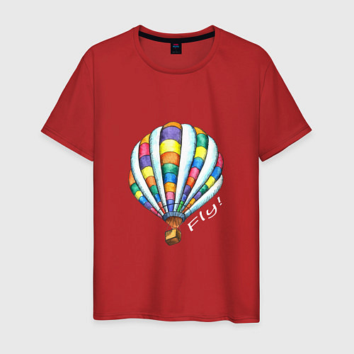 Мужская футболка Яркий воздушный шар белая надпись / Красный – фото 1